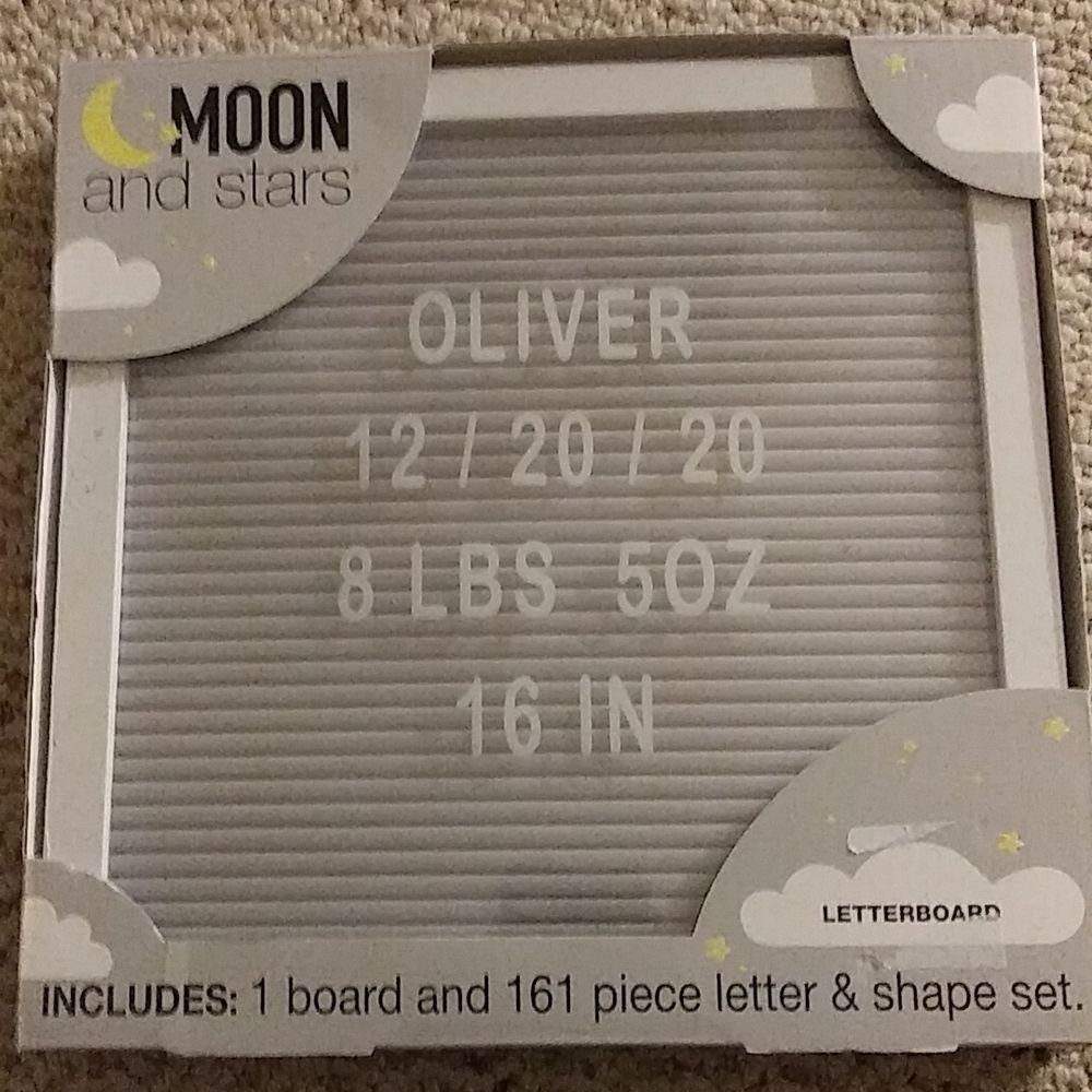 Moon and Stars Letter board and shape set.
